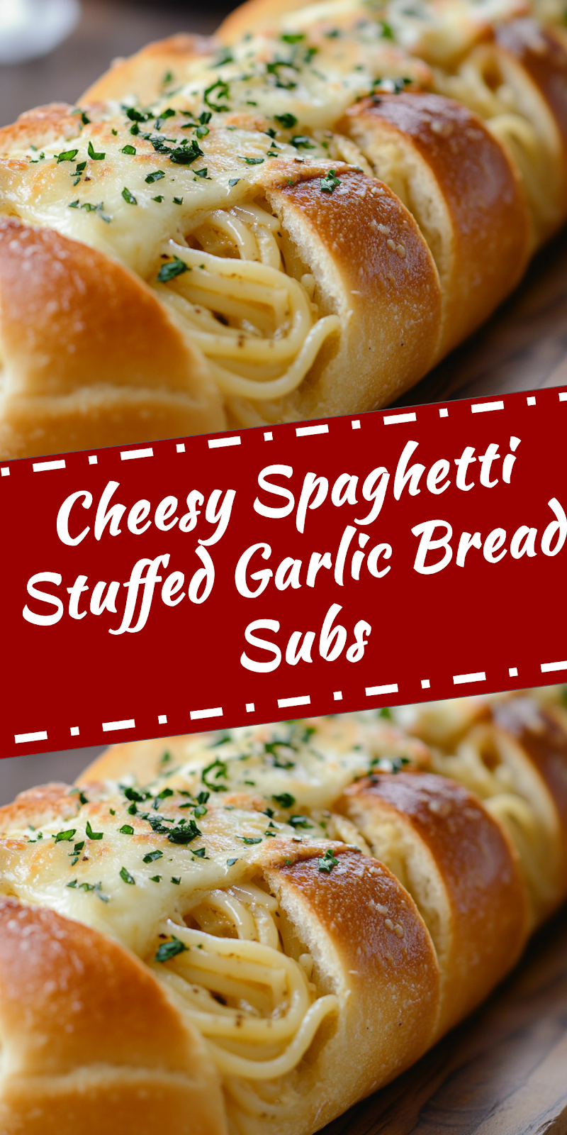 Spaghetti Stuffed Garlic Bread Subs