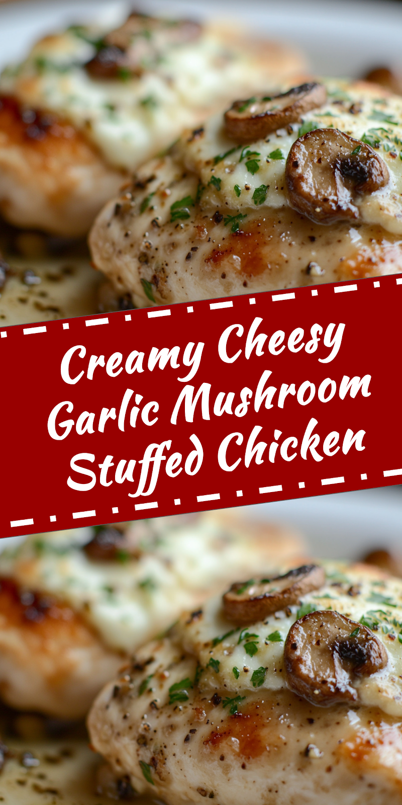 Cheesy Garlic Mushroom Stuffed Chicken
