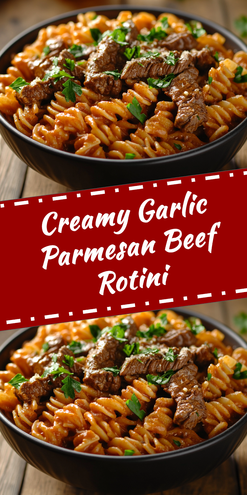 Beef Rotini Garlic Parmesan Dish
