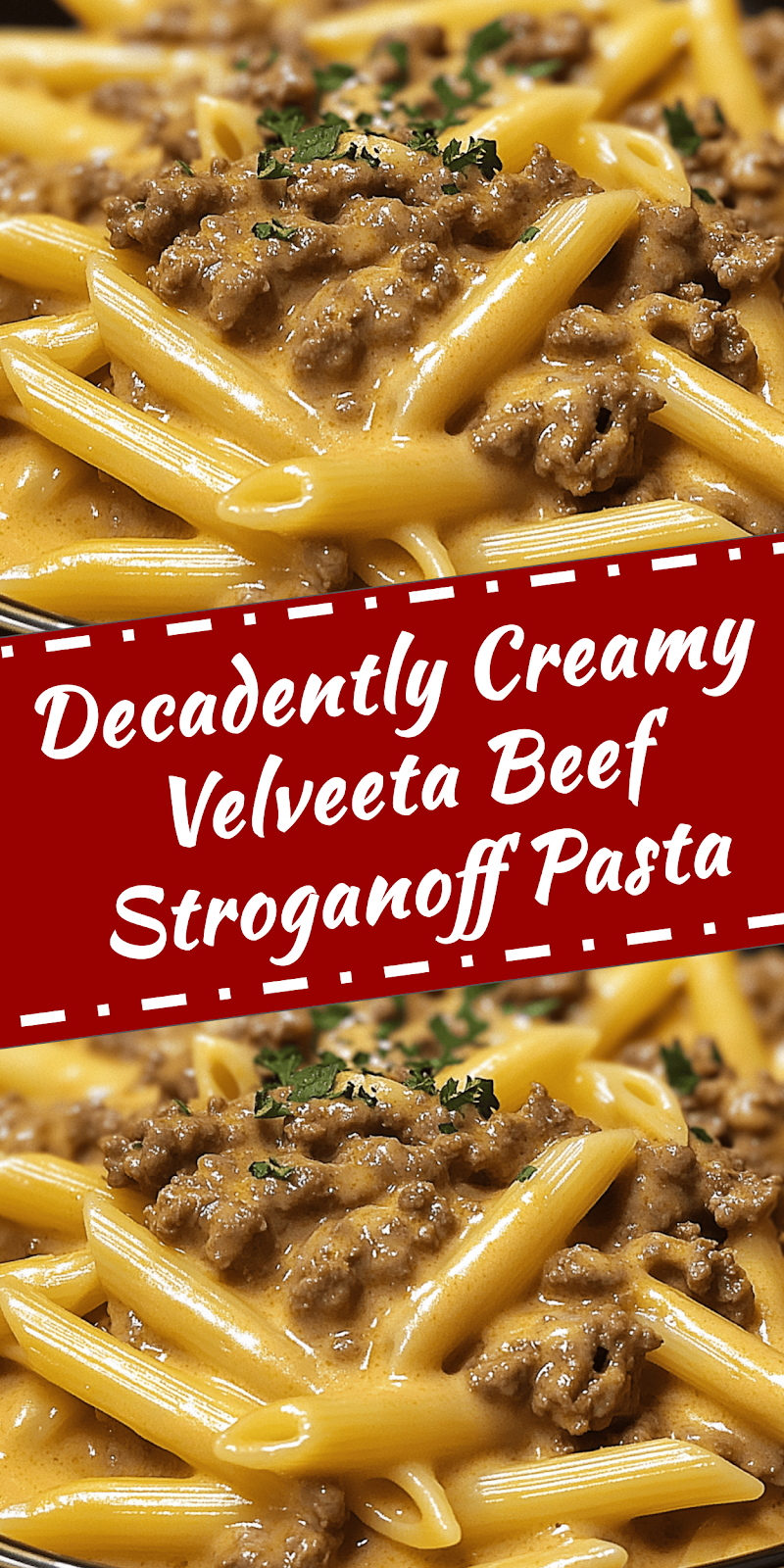 Creamy Velveeta Beef Stroganoff with Penne Pasta