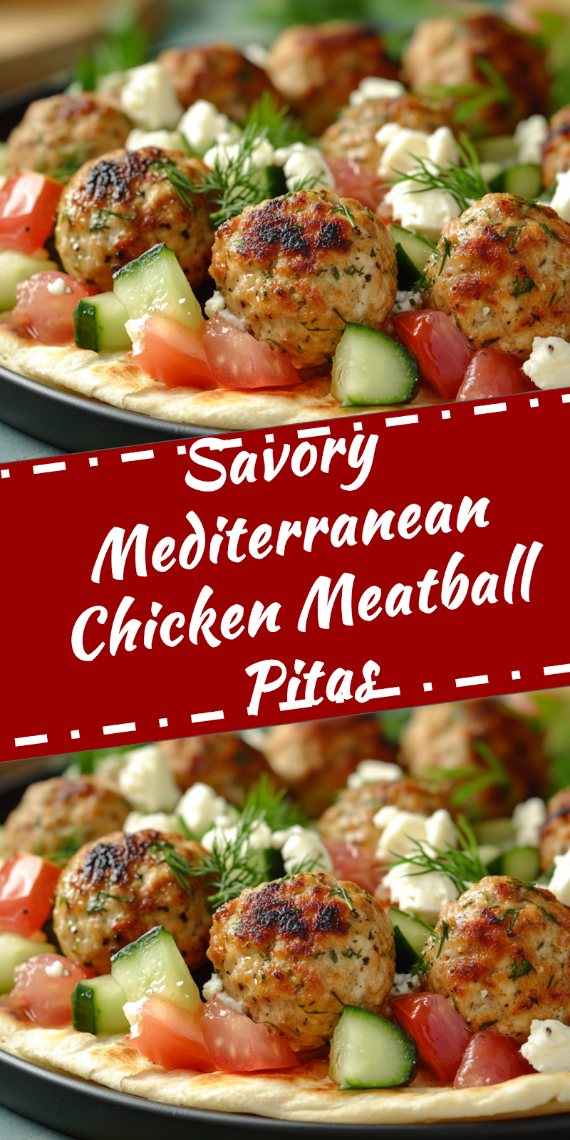 Mediterranean Chicken Meatball Pitas