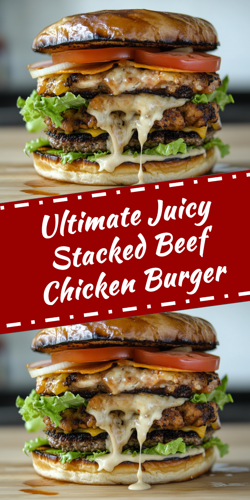 Ultimate Stacked Beef Chicken Burger