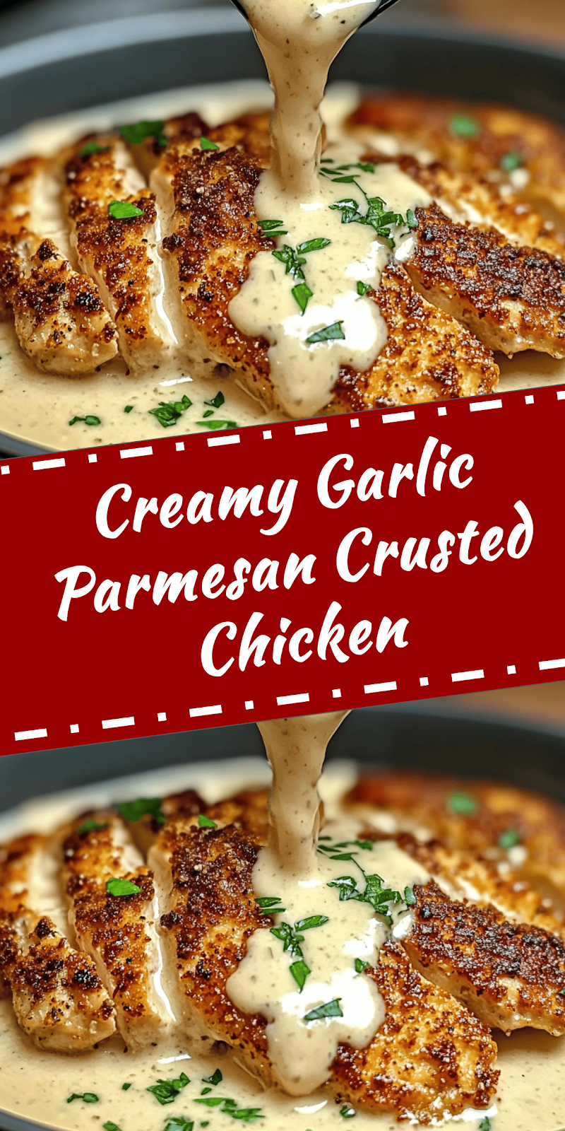 Parmesan Crusted Chicken with Creamy Garlic Sauce