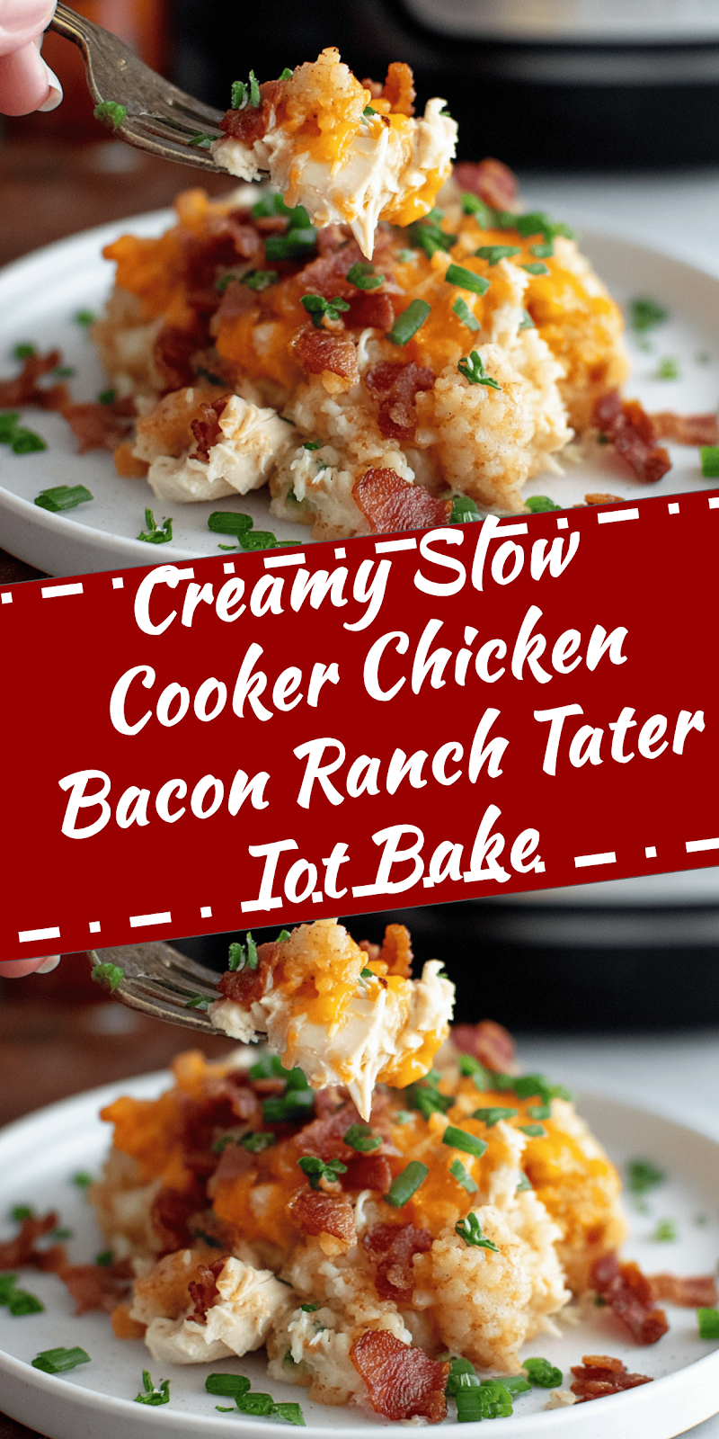 Slow Cooker Chicken Bacon Ranch Tater Tot Bake