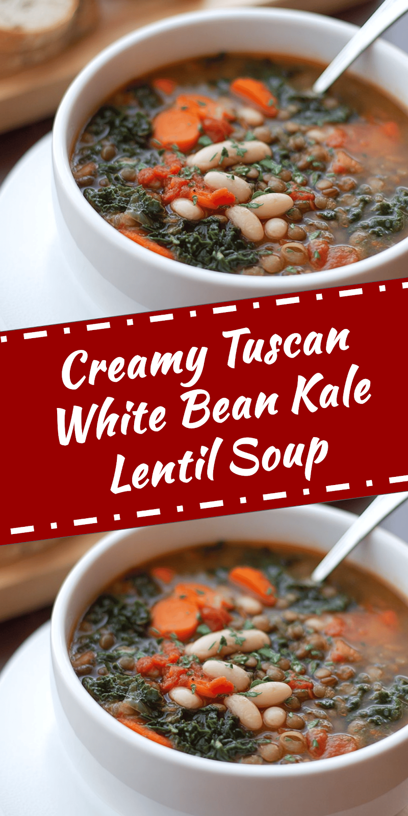 Tuscan White Bean and Kale Lentil Soup