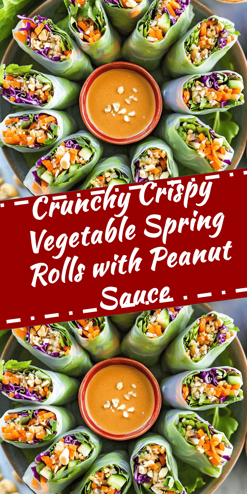 Crispy Vegetable Spring Rolls with Peanut Sauce