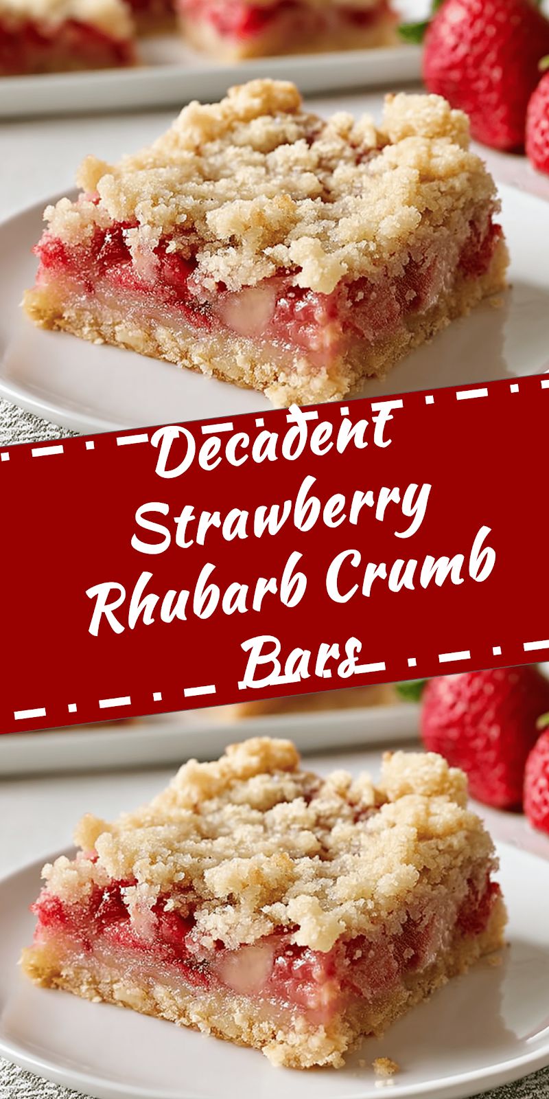 Strawberry Rhubarb Crumb Bars with Buttery Shortbread Crust