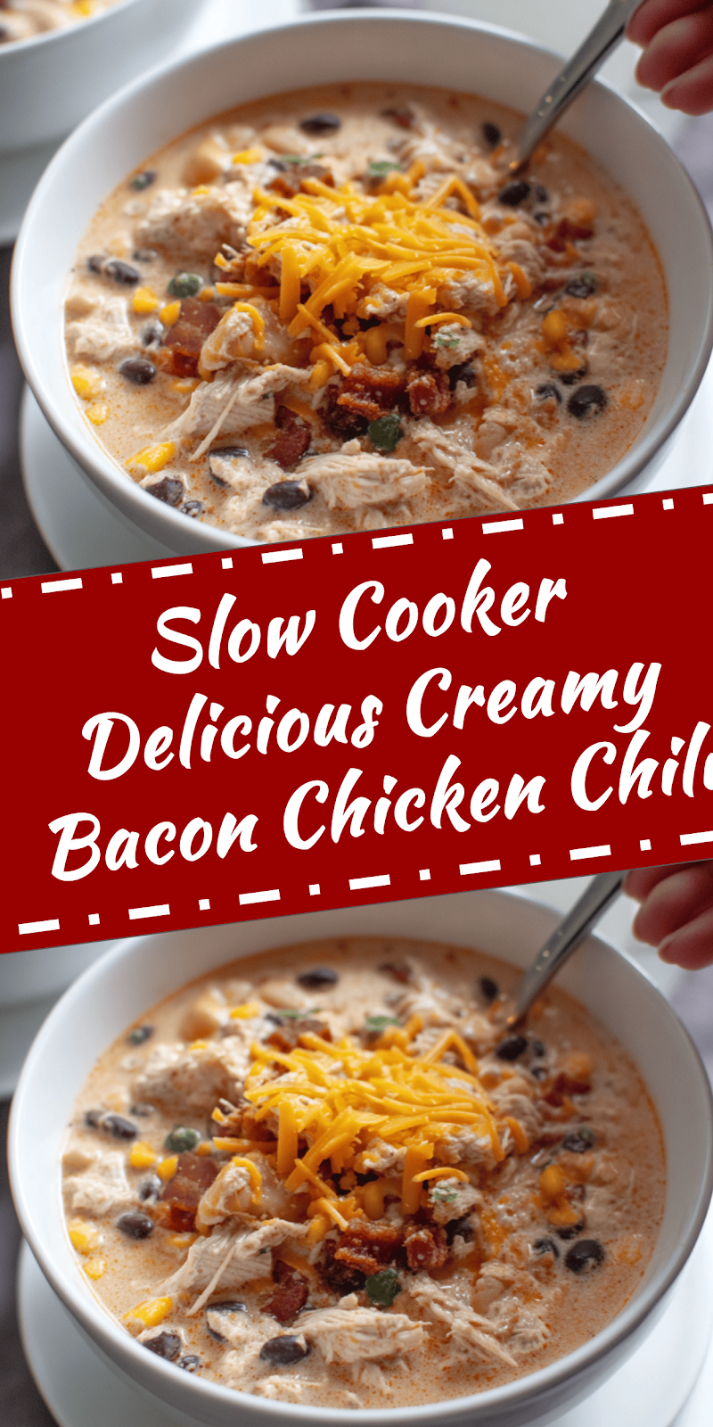 Slow Cooker Creamy Bacon White Chicken Chili