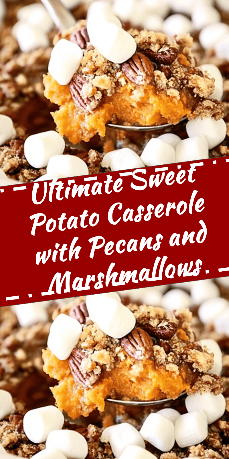 Sweet Potato Casserole with Pecans and Marshmallows